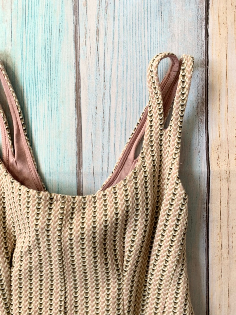 Anthropologie Cream Knit Sundress with Pink Straps - Picture 7 of 10